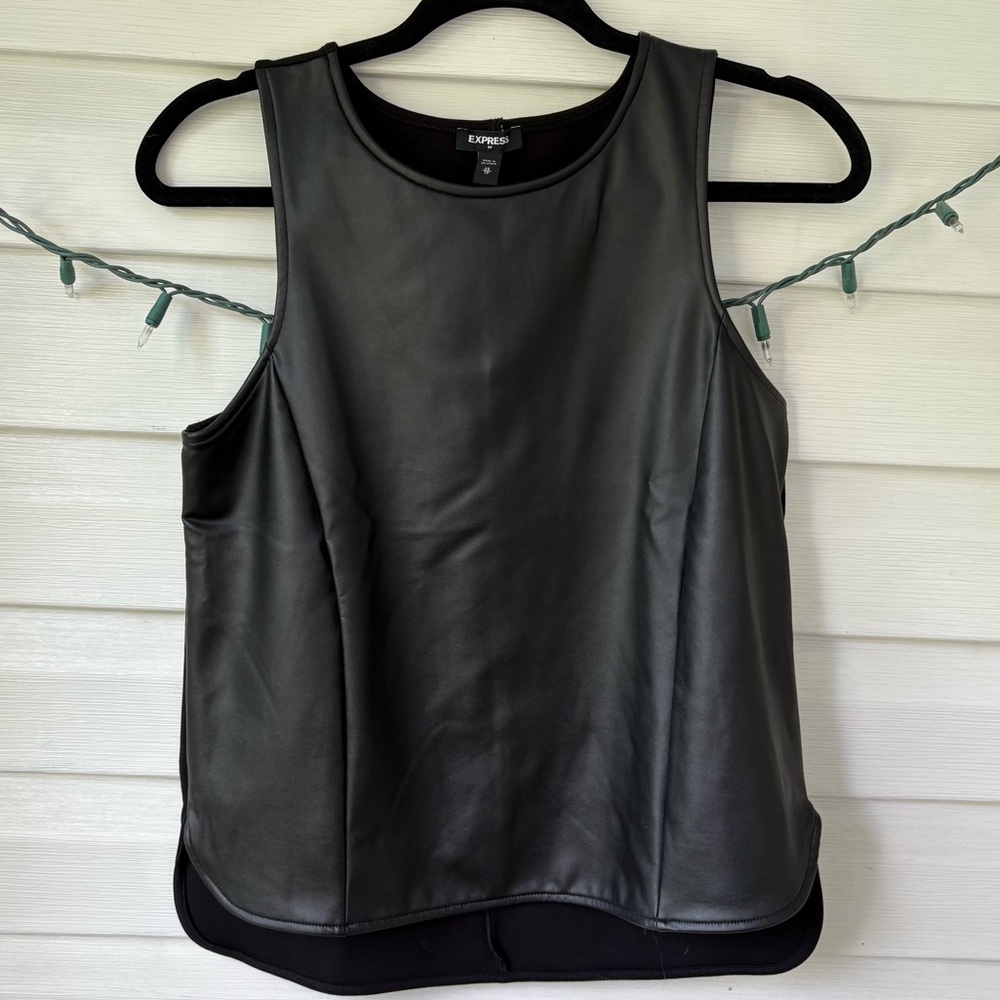 Express | Black Faux Leather Tank Top XS NWT